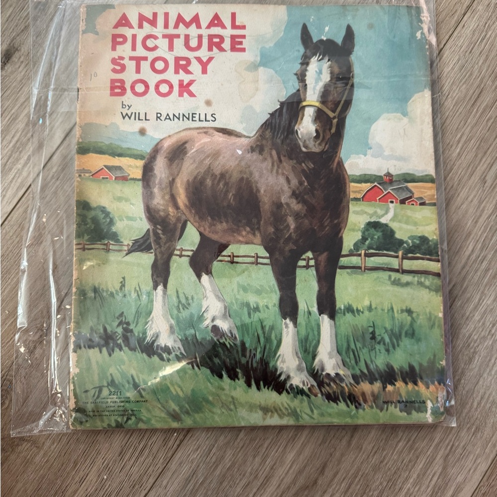Animal Picture Story Book by - Vintage Brown and Green Cover